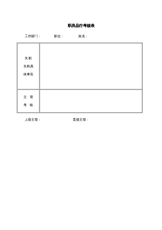 职员品行考核表word模板下载