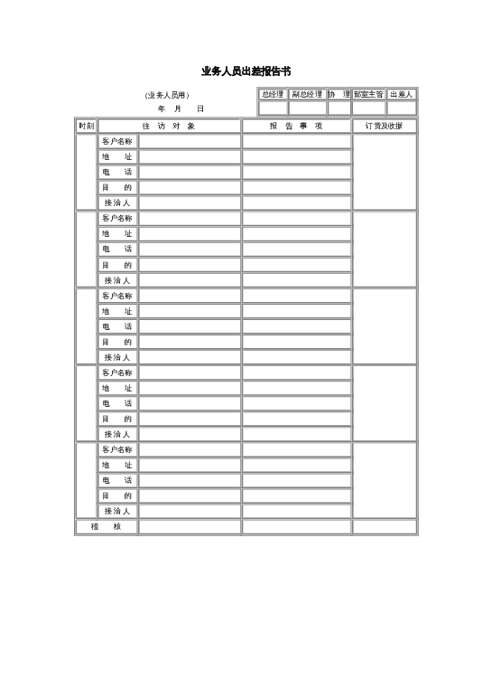 业务人员出差报告书word模板下载